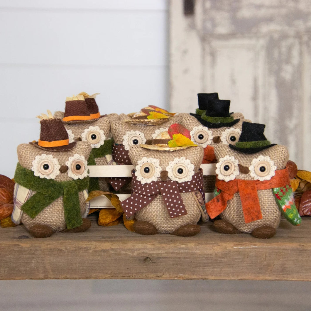 Autumn Owls With Scarves