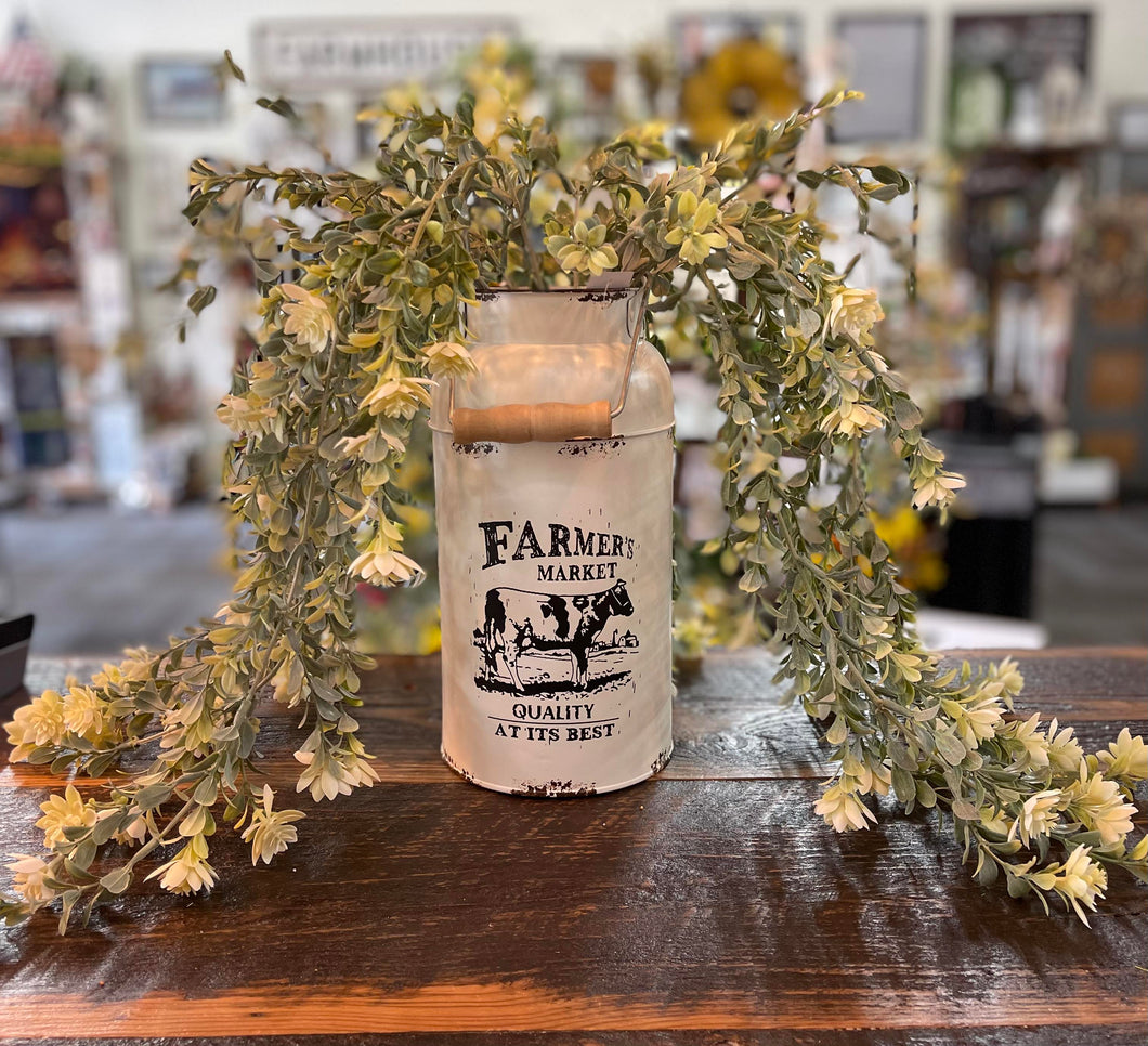 Farmer's Market Metal Cow Milk Can