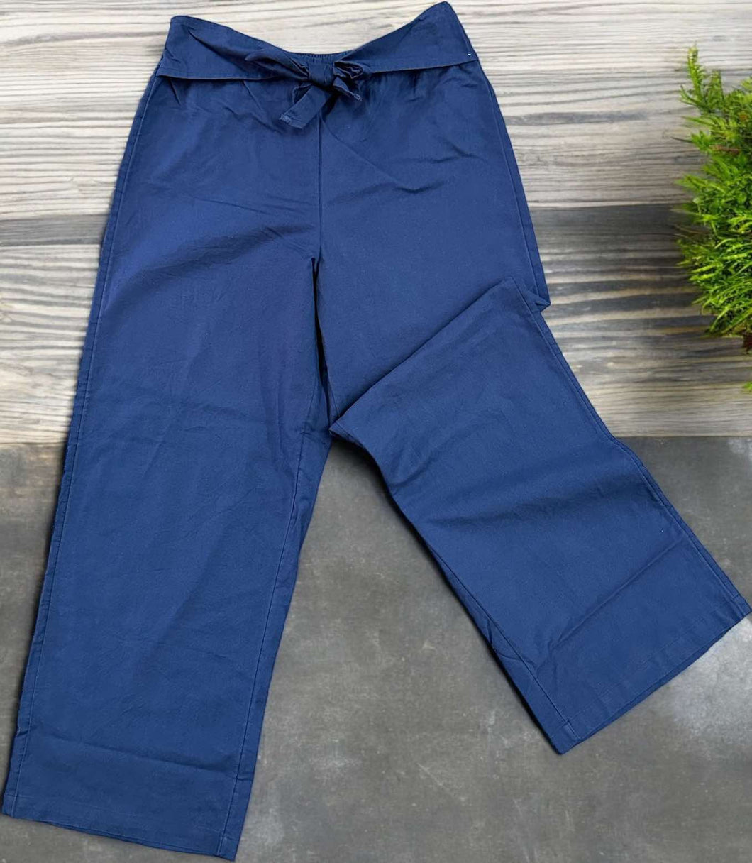 Florencia Linen-Blend Pant - Navy