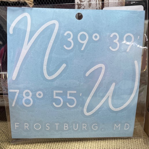 Frostburg Coordinates Vinyl Car Decal