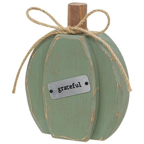 Grateful Green Chunky Pumpkin Sitter