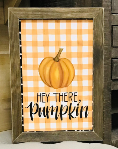 Plaid Pumpkin Polka Dots Framed Print