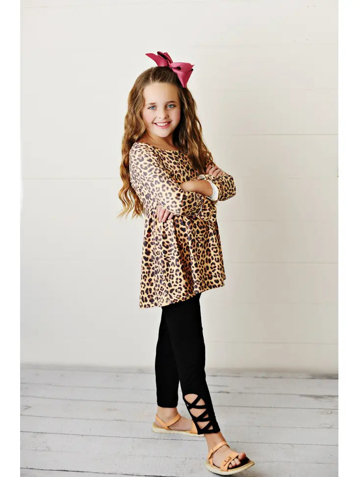 Kid's Leopard and Criss-Cross Legging Set
