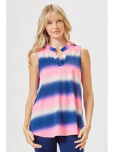 Load image into Gallery viewer, Blue Multi Lizzy Wrinkle Free A-Line Sleeveless Top
