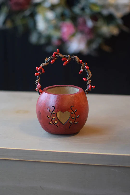 Meadowbrook Gourds Valentine Heart Basket - Red