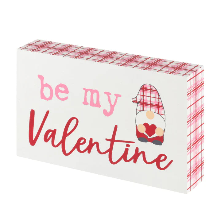 My Valentine Gnome Wooden Block
