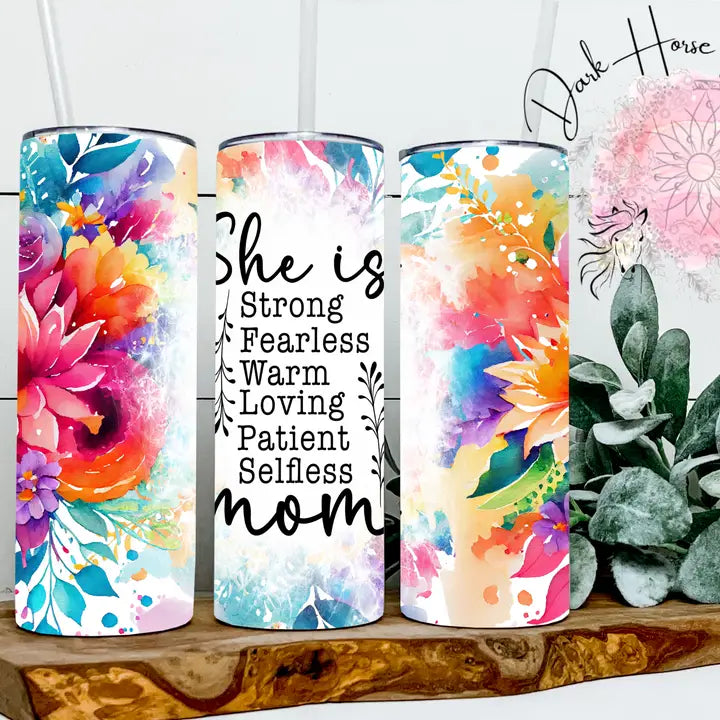 She is Mom Mother Floral Tumbler