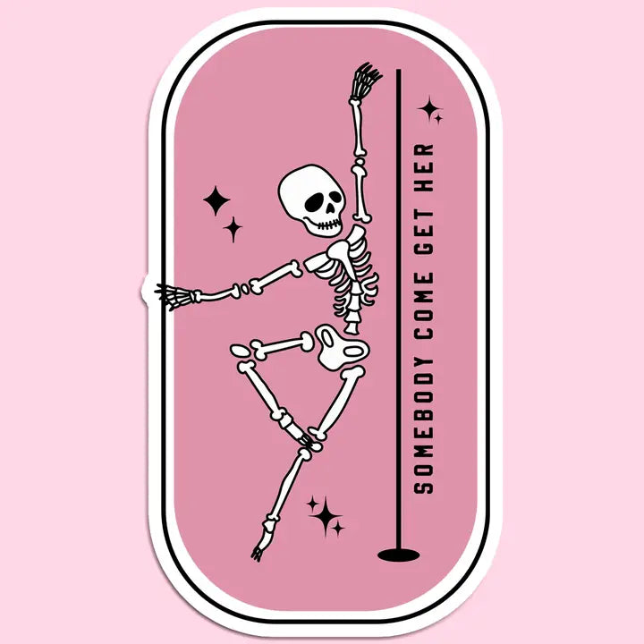 Skeleton Stripper Funny Sticker Decal