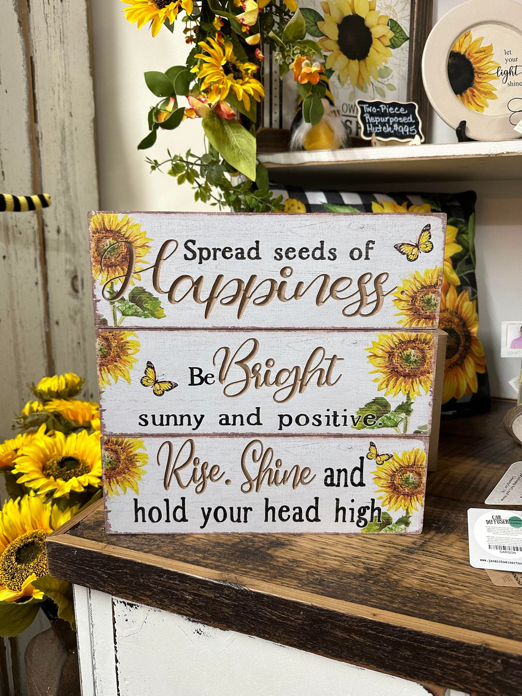 Words of Inspiration Sunflower Wooden Block Sign