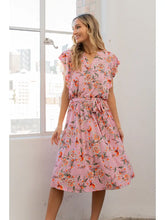 Load image into Gallery viewer, Wrinkle Free Floral Ruffle Midi Dress
